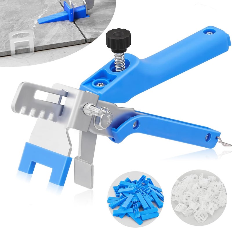 Saker Tile Leveling System 1/16 Inch with Tile Plier, 500pcs Tile Leveler Spacers Clips and 100pcs Reusable Wedges for Wall/Floor Tile Adjustment, Tile Tools Set for Ceramic Tile Stone Installation - Image 1